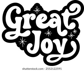 great joy merry christmas black vector graphic design and cut file