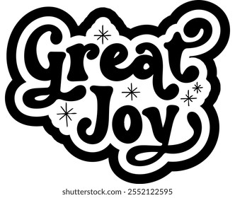 great joy merry christmas black vector graphic design and cut file