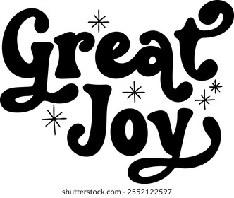 great joy merry christmas black vector graphic design and cut file