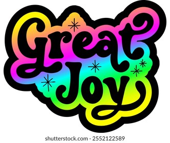 great joy merry christmas greeting rainbow colorful bright vibrant graphic design