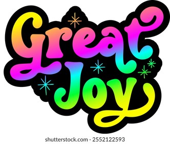 great joy merry christmas greeting rainbow colorful bright vibrant graphic design