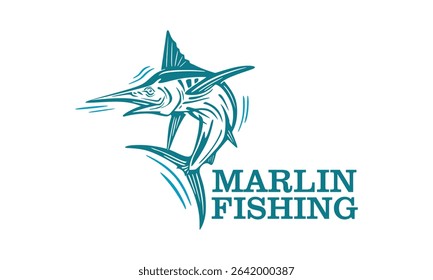 GREAT JUMPING MARLIN FISH LOGO, an icon is perfect for company vector illustrations