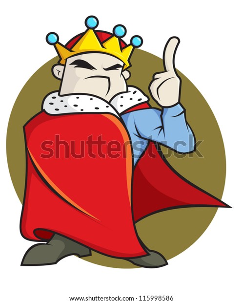 Great King Wearing Crown Cape Pointing Stock Vector (Royalty Free ...