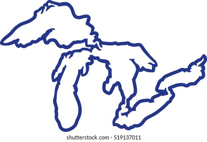 Great Lakes silhouette contour