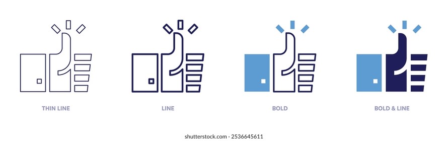 Great like icon in 4 different styles. Thin Line, Line, Bold, and Bold Line. Duotone style. Editable stroke.