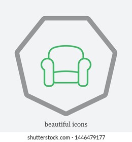 A great linear armchair vector icon, an armchair vector illustration for business and home . A sofa icon .