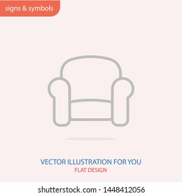 A great linear armchair vector icon, an armchair vector illustration for business and home . A sofa icon .