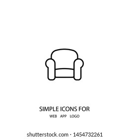 A great linear armchair vector icon, an armchair vector illustration for business and home . A sofa icon .