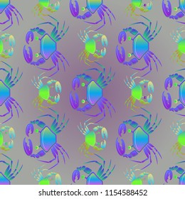 Great magian crab multicolored background seamless.