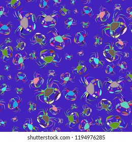 Great magic crab multicolor background seamless.