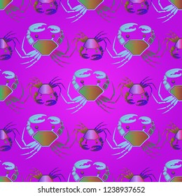 Great magic crab multicolor background seamless.