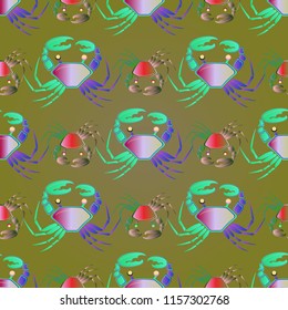 Great magical crab multicolor background seamless.