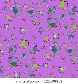 Great magical crab multicolored background seamless.