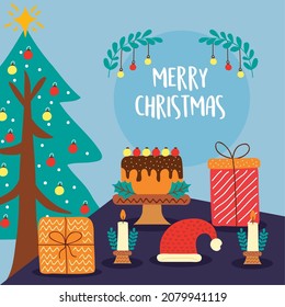 great merry christmas illustration with items