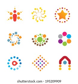 Great mind bending colorful creativity decoration interaction icon set logo