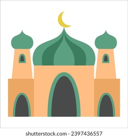Great modern colorful arabic mosque. cartoon vector illustration of a mosque. Flat mosque vector set. Muslim building for islamic, ramadan, eid design.