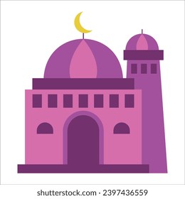 Great modern colorful arabic mosque. cartoon vector illustration of a mosque. Flat mosque vector set. Muslim building for islamic, ramadan, eid design.