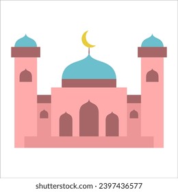 Great modern colorful arabic mosque. cartoon vector illustration of a mosque. Flat mosque vector set. Muslim building for islamic, ramadan, eid design.