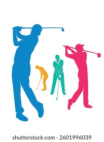 Great modern editable vector simple golfer poses design for any media