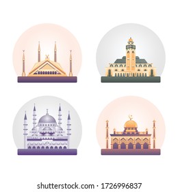 Great Mosque islamic illustration Set