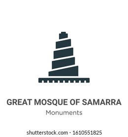 Great mosque of samarra glyph icon vector on white background. Flat vector great mosque of samarra icon symbol sign from modern monuments collection for mobile concept and web apps design.