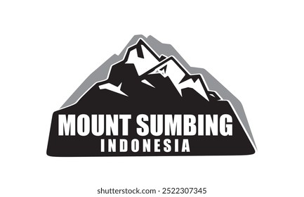 great mountain sumbing logo, silhouette of highland mountain peaks in java vector illustrations