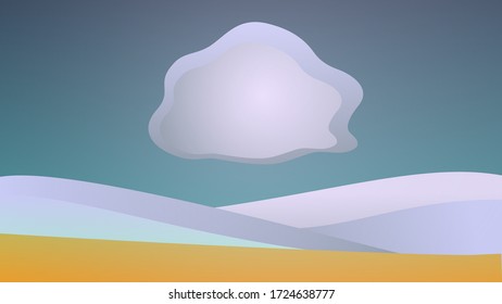 Tolle Aussicht auf die Berge. Darstellung der Vektorlandschaft. Vector Stock Illustration.  Blick auf die Hügel. Gradient Vektorlandschaft. Sie können es als Bildschirmschoner für Ihren Desktop verwenden. Große Wolkendarstellung