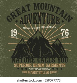 great mountain vintage tee print design