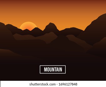 Great mountains sunset vector background.