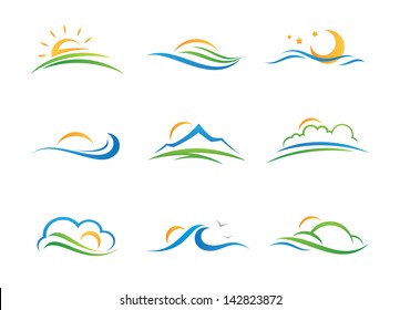 Great nature landscape icon logo
