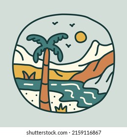 Great nature with mountains and river paintings graphic illustration vector art t-shirt design