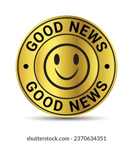 Great News Badge, Rubber Stamp, Banner, Tag, Emblem, Good News Label, Exciting News Banner In Flat Style With Glossy And Shiny Reflection On White Background, Design Element Vector Illustration