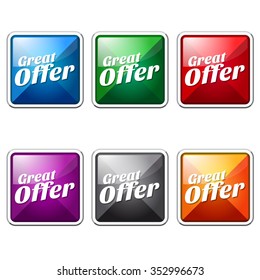 Great Offer Colorful Vector Icon Button