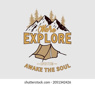 Great outdoor adventure - Vintage vector artwork for boy wear in custom colors, grunge effect in separate layers