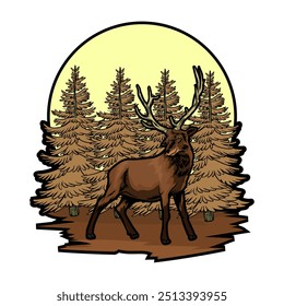 The great outdoor discovery adventure stag with white background