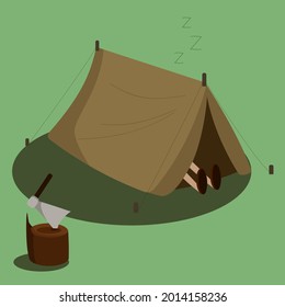great outdoor recreation in a tent in a warm summer