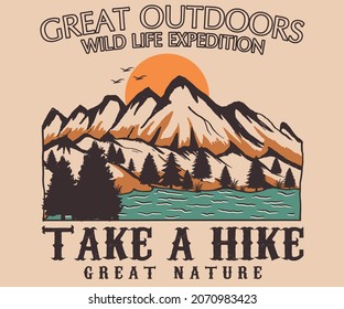 Great outdoor vintage vector design for apparel, t shirt, prints, sticker,  posters and other uses.