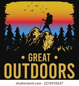 Great outdoors hiking adventures tshirt design 