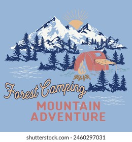 The great outdoors vector print design for t-shirt.