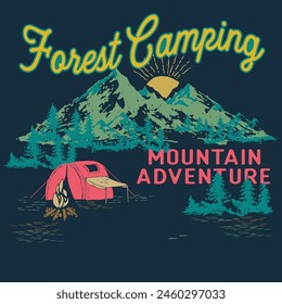 The great outdoors vector print design for t-shirt.