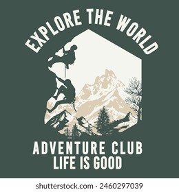 The great outdoors vector print design for t-shirt.