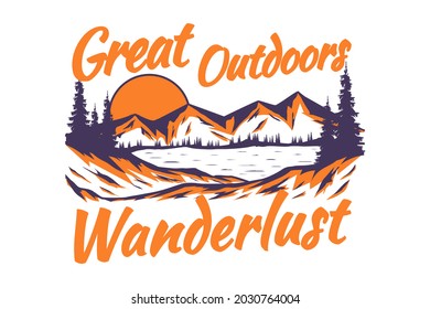 great outdoors wanderlust retro vintage illustration