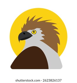 Great Philippine eagle icon. Filipino endemic animal side view symbol. Philipines travel, landmark, culture vector illustration in color fill style.