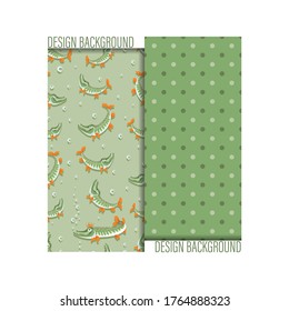 Gran Pike, conjunto de patrones Shchupak. Fondo vectorial. Caricatura de peces en un fondo verde. 
