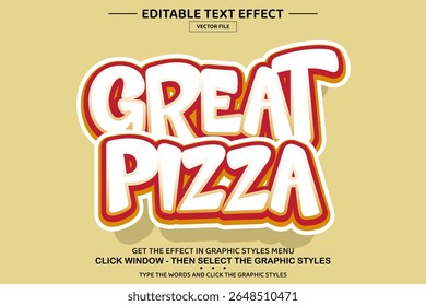 Great pizza 3D editable text effect template
