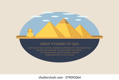 Great Pyramid of Giza in flat icon design ,infographic (vector)