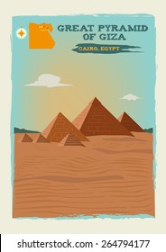 Great Pyramid of Giza or Pyramid of Khufu or Cheops in Cairo Egypt. Editable EPS10 Vector and jpg illustration 