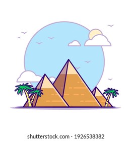 The Great Pyramid of Giza Landmarks Vector Icon Illustration in Flat Cartoon style for Web Landing Pages with Banner or Sticker and Background