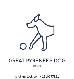 Great Pyrenees dog icon. Great Pyrenees dog linear symbol design from Dogs collection. Simple outline element vector illustration on white background.