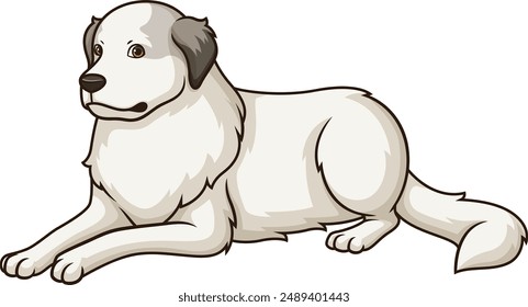 Great pyrenees dog lying down vector illustration